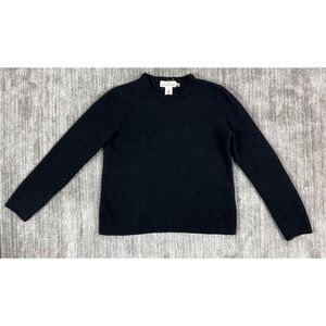 H&M Sweater Womens Large Black Crew Neck Wool Logg Long Sleeve